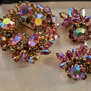 Vintage Austrian Jewelry Pin and Earrings